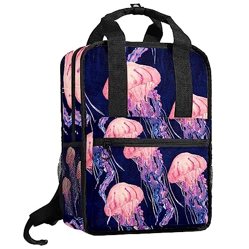 Sac à dos pour garçons et filles motif méduses roses 35.5x26x12 cm