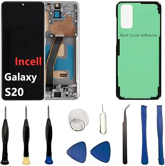 INCELL for Samsung Galaxy S20 Screen Replacement S20 5G LCD Display SM-G981U SM-G981U1 Display Touch Screen Assembly No Fingerprint Not SM-G981V. with Grey Frame+Back Cover Adhesive+Tools