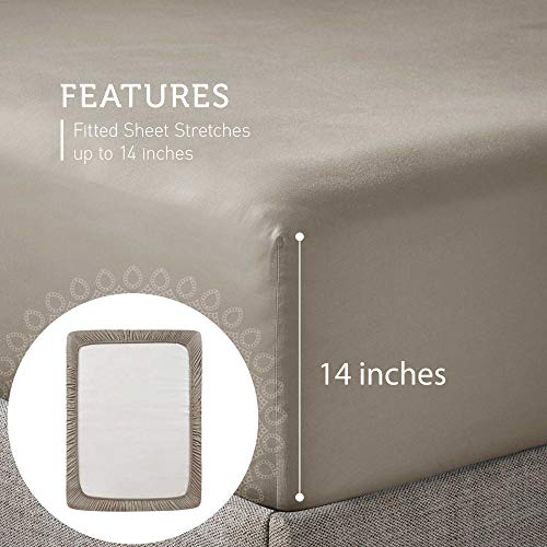 Hyde Lane 400 Thread Count 100% Cotton King Size Sheet Set, Organic Cotton Sateen Sheets With Deep Pockets Fits Mattress Up To 14" Deep, Ultra Soft Thick Hotel Luxury Bed Bedding – 4 Piece Paloma #TOP1