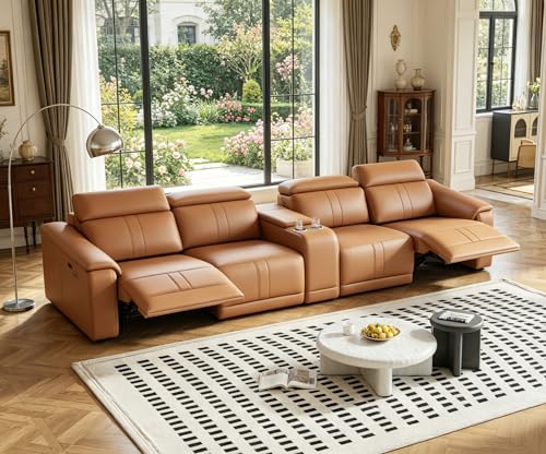 LKEPC Power Recliner Sofa Set, 4-Seat Reclining Sectional Sofa with