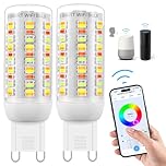 I-SHUNFA Wi-Fi RGBCW Smart G9 LED Bulbs,Compatible with Alexa/Google Home,Multicolour Dimmable,2700K-6500K,AC 230V 4W,400LM Brightness Adjustable 1%-100%,with Musical Rhythm LED Light Bulb,2 Pack