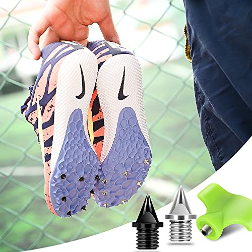 Image of 1 /4 Inch Track Spikes, 100 Pieces Steel Track Shoe Spikes Replacements and Spike Wrench for Sports Running Track Shoes