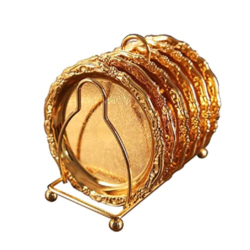 Set di 6 sottobicchieri classici dorati, stile vintage, in lega di zinco, placcati in colore