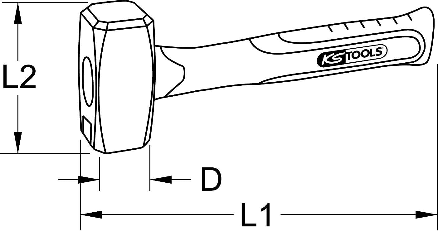 Club hammer, fiberglas handle, 1500g