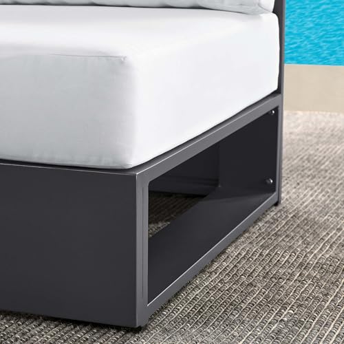 Modway Tahoe Aluminum Armless Patio Gray White Modular Weather-Resistant Cushions-Perfect as Club Outdoor Lounge Chair