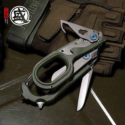Mitsumoto Sakari Japanese Raptor Rescue Emergency Shears, 8 In 1 Multifunctional Folding Trauma Shears, Outdoor Camping Multitool Scissors With Utility Sheath #TOP6