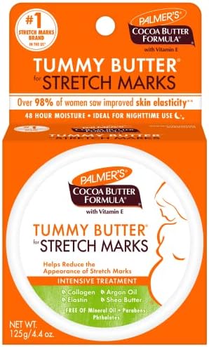 Palmer's Cocoa Butter Formula Tummy Butter Balm for Stretch Marks and Pregnancy Skin Care, 4.4 Ounces (Pack of 3)
