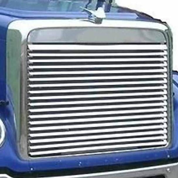 Replacement For FREIGHTLINER CORONADO YEAR 2010 POLISHED ALUMINUM GRILLE INSERT WITH 18 HORIZONTAL LOUVERS by Technical Precision