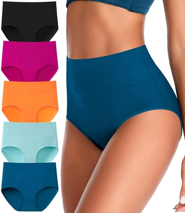Tummy Control High Waisted Underwear for Women Cotton Plus Size Full Coverage Panties Ladies Briefs