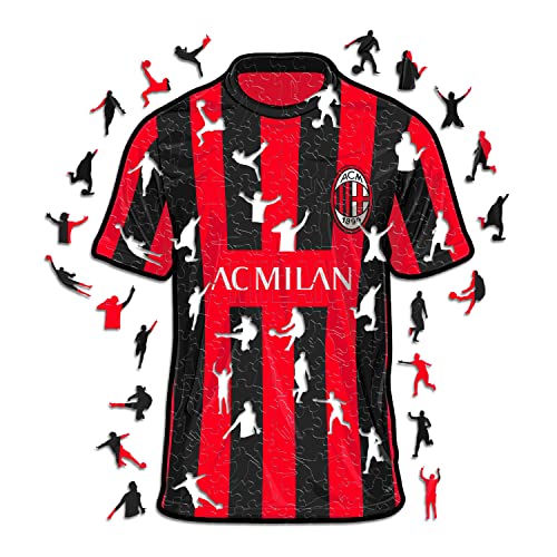 Iconic Puzzles, Milan Jersey, 100% eco-sustainable wooden puzzle with official license,Size S, 150 Pcs, Mehrfarbig