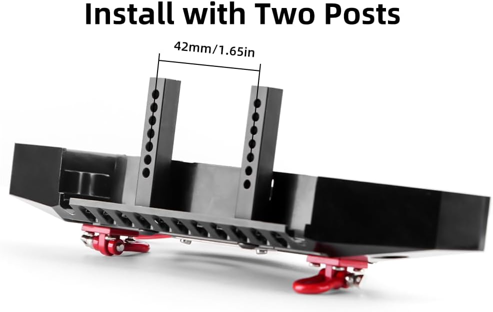 GLOBACT Metal Front Bumper with Lights Bar Tow Trailer for Traxxas TRX4 Axial SCX10 90046 90047 SCX10 II III 1/10 RC Crawler Upgrades Parts