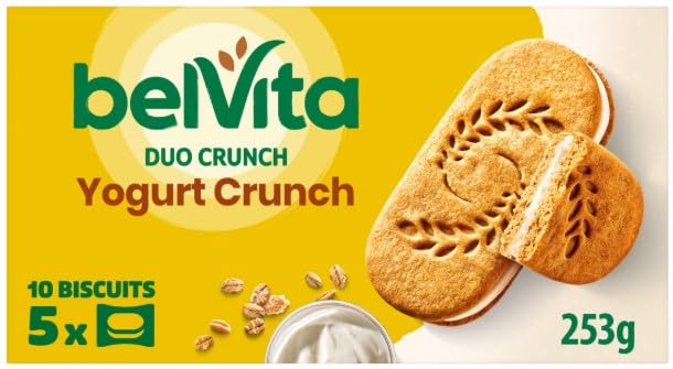 Breakfast Biscuits Yogurt Crunch Pack x5 253g (Pack de 6) 'A symphony of Flavors' Cesta de regalo sabrosa y retorcida para cumpleaños, Navidad, Pascua, Año Nuevo