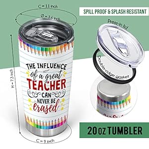 TEEZWONDER Teacher Appreciation Gifts for Women 20 Oz Stainless Steel Insulated Coffee Tumbler With Lid Teachers Day Graduation Appreciation Week Birthday Thank You Gifts for Teachers Women