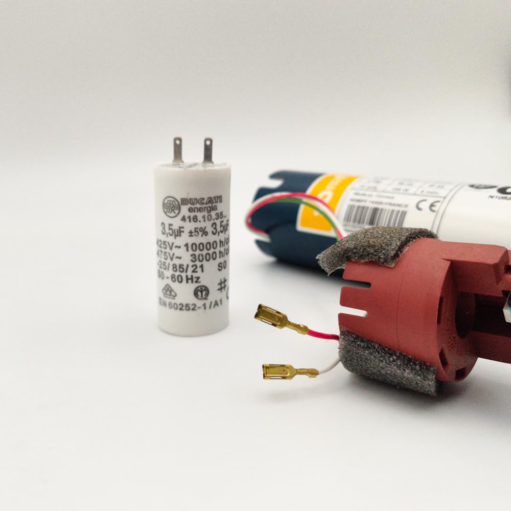 Condensateur 9,5uF (compatible 9µF) pour moteur de volet / store SOMFY et SIMU - Cosses Faston 2,8mm