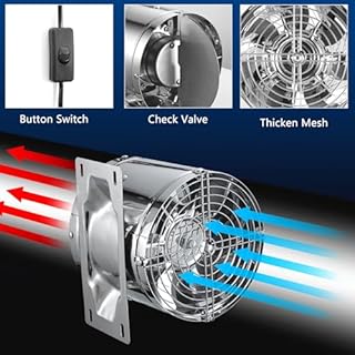 150mm Estrattore Assiale, Metallo Ventilatore In Linea, Alto Flusso d'Aria per Bagno,WC, Cucina, Ufficio,Tenda, Serra,Garage - Argento