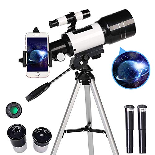 TPSKY Astronomical Telescope,70mm Aperture 300mm AZ Mount Astronomical Refracting Telescope,HD Space Telescope Set with Tripod,Phone Clips, Portable Travel Telescope for Kids Beginners