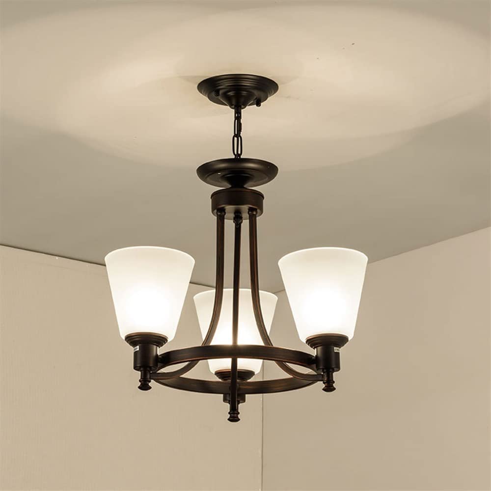 Lustre suspendu moderne en fer forgé noir à 6 têtes réglables pour salon