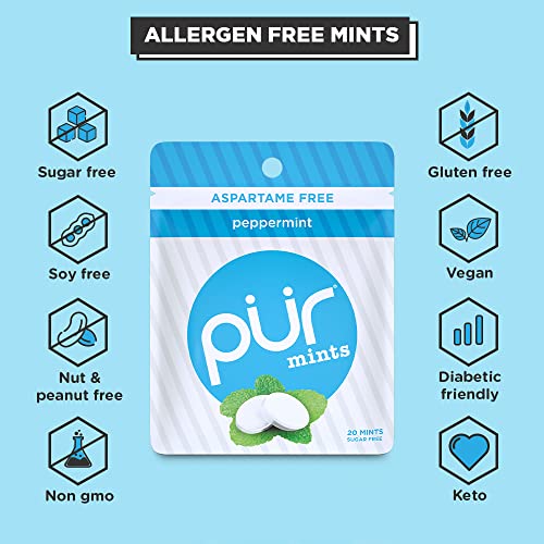 Pur Mints | Aspartame Free Mints | 100% Xylitol | Sugar Free, Vegan, Gluten Free & Keto Friendly | Natural Flavored Mints, Variety Pack, 20 Pieces (Pack Of 3) #TOP3