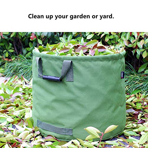 Leaf Bag Garden Lawn Yard Waste Tarp Container Gardening Tote Trash Reusable Heavy Duty Canvas Fabric (Bag Green)
