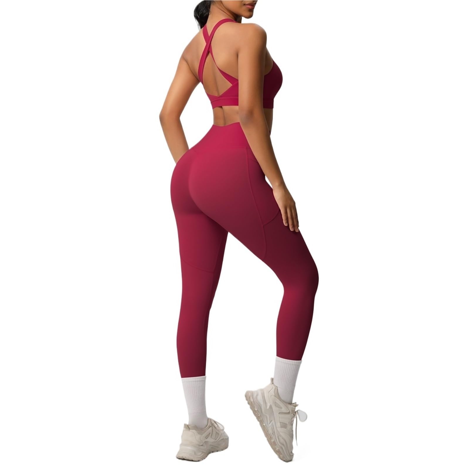 Tuta da yoga Set sportivo Abbigliamento sportivo Reggiseno da yoga da donna Controllo della pancia Leggings dimagranti Tuta da donna
