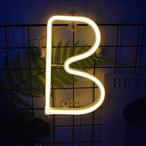 Image of LED Letter Neon Lights Neon Alphabet Sign Night Lights Neon Art Decorative Lights Best Wall Decor Light up Words for Home Bar Club Decoration Wedding Birthday Party Christmas Baby Room Living Room(B)