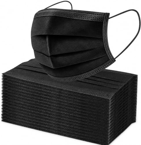 Image of Pack of 100 Disposable 3-Ply Face Mask | Soft on Skin | With Elastic Earloops and Nose Clip | Great For Office, School, Home, Kitchen and Outdoors | Unisex