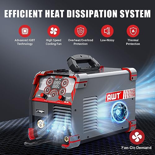 Image of AWT MIG Welder, 200Amp 8 in 1 Gas MIG /Gasless Flux Core MIG /Stick /Lift TIG /Spot Welding /Spool Gun Aluminum MIG Welder, 110 /220V Dual Voltage, Multi-Process Welding Machine With LED Digital Display