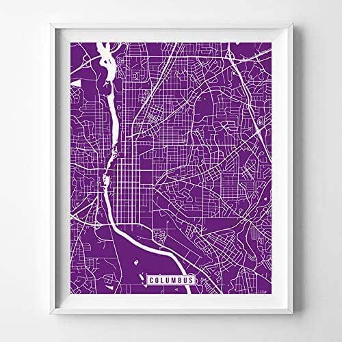 Columbus City Street Map Wall Art Home Decor Poster
