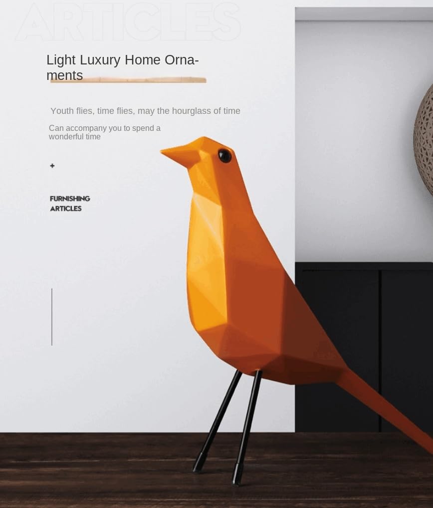 Escultura Adornos De Resina Modernos Nórdicos Geométricos Bird Office Decoración para El Hogar Artesanía - Naranja