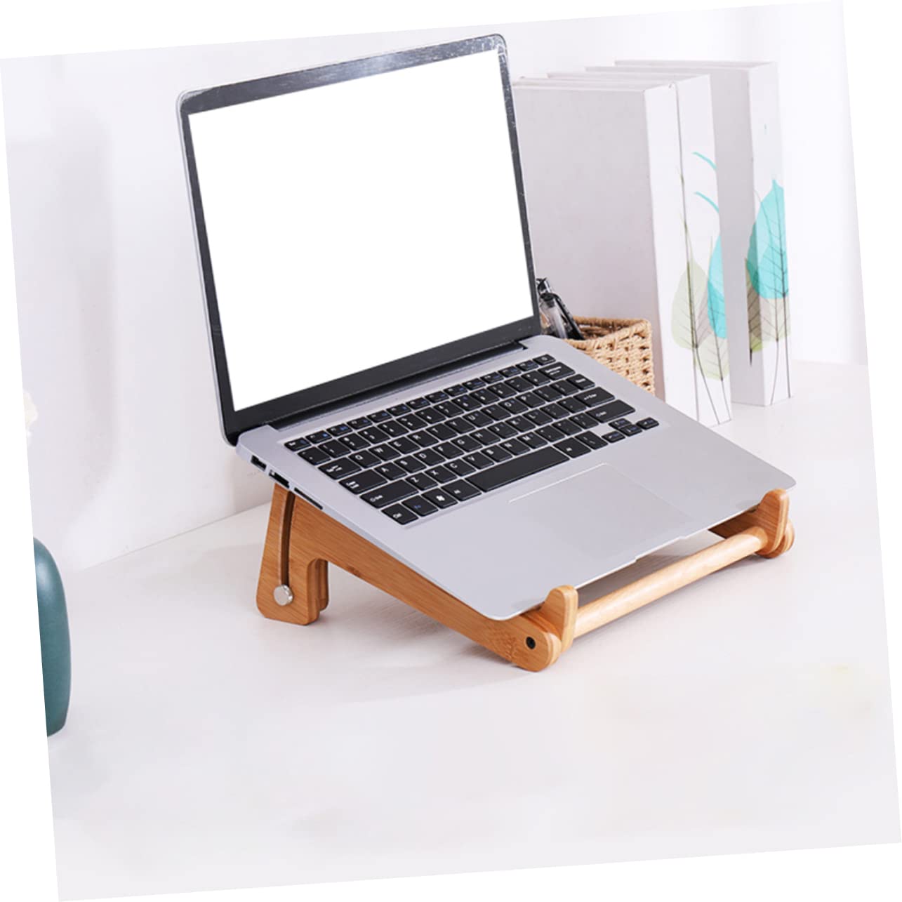 Supporto Elegante in per Regolabile Pieghevole Legno Laptop Design Altezza Semplice, Porta Computer Portatile per Scaffali