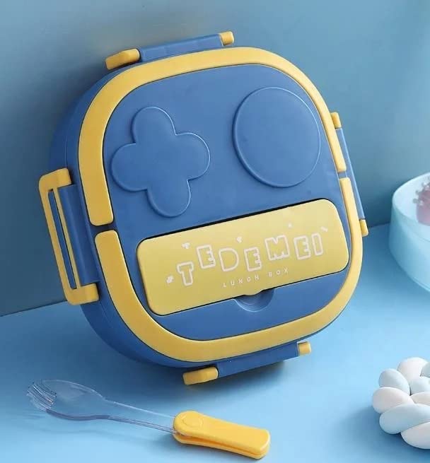 CherryBoxStainless Steel Lunch/Tiffin Box with Spoon | Leak-Proof, Compact & Durable Easy to Carry Airtight | Ideal for Office, School, Travel (Blue)