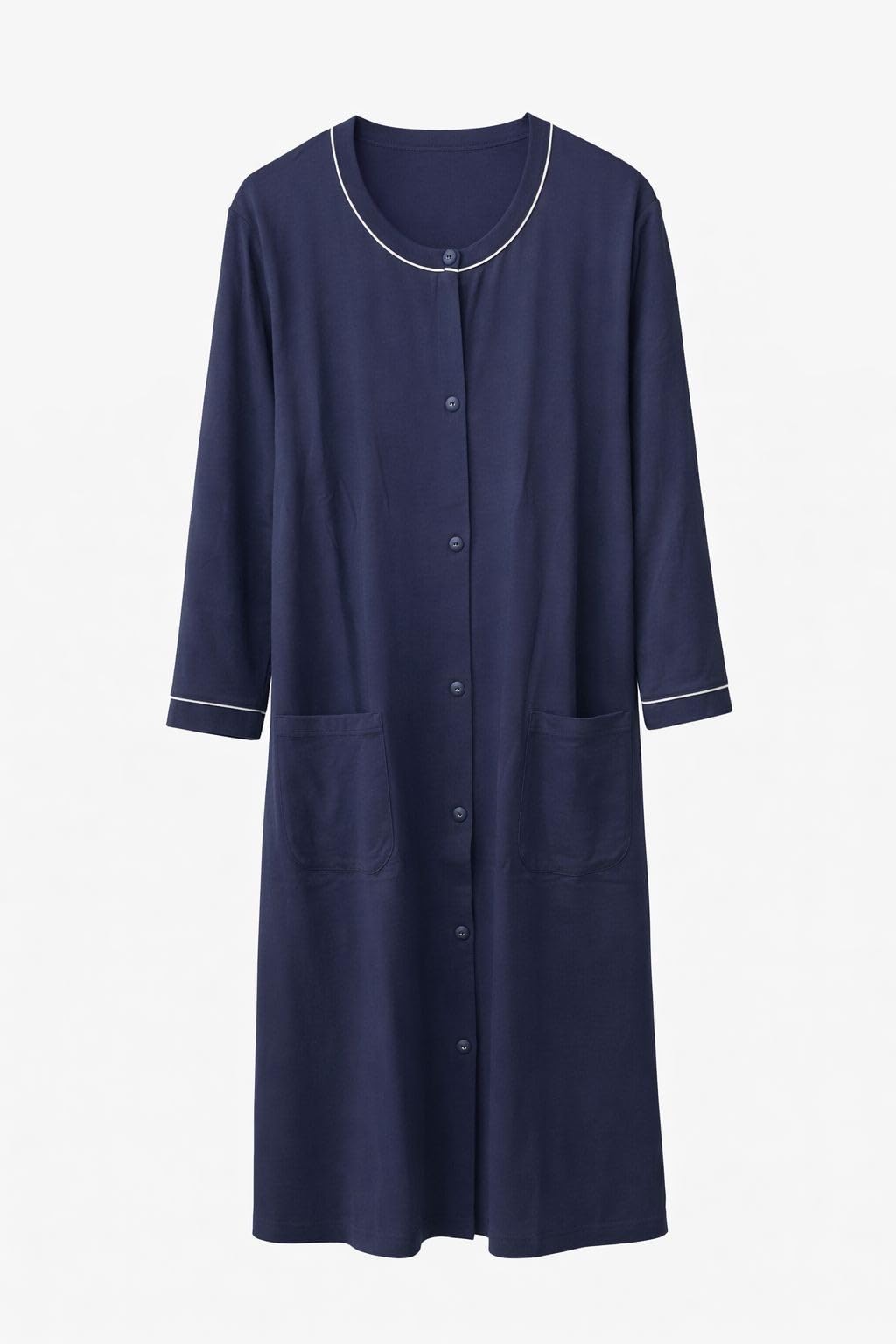 Linclalor Bata de mujer 100% algodón azul con botones art 171536