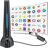 antenas digital interna 4K 1080P full HDTV picture quality: Nuestra antena para Smart TV con la tecnología de filtro Crystal Clear con chip IC inteligente incorporado para captar señales en un amplio rango, hasta 150 millas