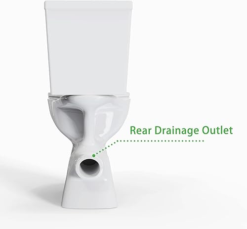 Miniatura 4 de SUPERFLO Inodoro alto redondo de 19 pulgadas de alto con trampa en forma de P, inodoro de descarga trasera con doble descarga, inodoro de baño