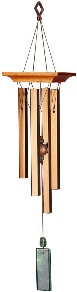 Woodstock Chimes Signature Collection, Woodstock Green Jasper Chime, 19'' Decor Designs Wind Chimes for Outdoor, Patio, Home or Garden Décor (WGBR)