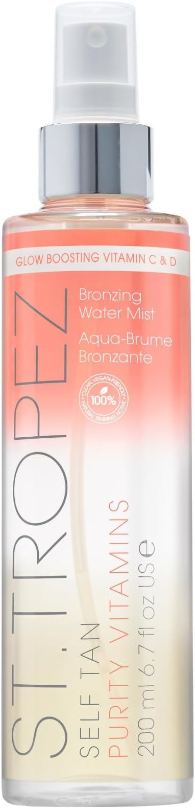 St.Tropez Fake Tan, Vitamin D Boosting Self Tan Purity Vitamins Bronzing Body Mist, Award Winning Vegan Tanning Water with Vitamin C