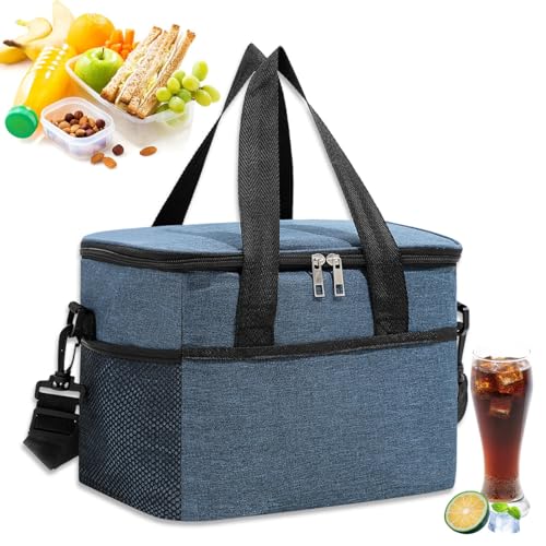 shallyong Bolsa Termica Grande, 22L Nevera Portatil, Bolsa Isotermica con Aislamiento Termico, Cooler Bag Plegable, para Acampar, Barbacoa, Picnic, Playa (Azul)