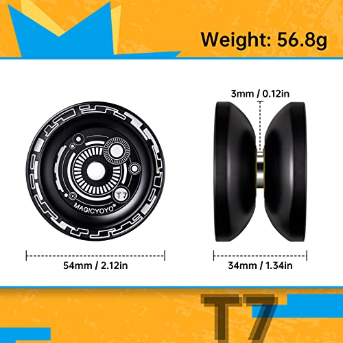 YOSTAR Yo Yo T7 Responsive Yoyo for Kids Beginners, Metal Yoyo Professional Trick Yo yos for Adults, Kids Yoyo Responsive Bonus - 6 Yoyo Strings, Yo-yo Holster, Glove (Black) - Thumbnail 4
