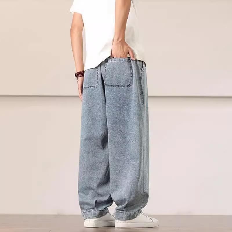 LIXINGHEITANG Summer Retro Chinese Style Loose Large Size Trousers Breathable Casual Thin straightleg Washing Jeans3