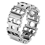 Multi Tool Bracelet,LETIN Stainless Steel Wearable Tread Multifunctional 29 IN 1 Bracelet Screwdriver Tool for Sailing/Travel/Camping Hiking Outdoor Emergency Kit for Christmas Gift (Sliver)
