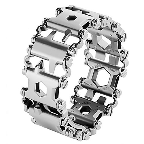 Multi Tool Bracelet,LETIN Stainless Steel Wearable Tread Multifunctional 29 IN 1 Bracelet Screwdriver Tool for Sailing/Travel/Camping Hiking Outdoor Emergency Kit Best Father Day's Gift (Sliver)