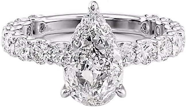 10K 14K 18K Gold 1CT-3CT Pear Cut Moissanite Engagement Ring for Women Pear Shaped Wedding Anniversary Promise Ring for Her Size 3-15