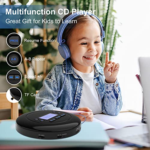 Portable,Bluetooth Cd Player With Dual Headphone Jack For Home, Rechargeable Walkman Small Cd Player For Car, With Bluetooth Visibility Lcd Screen #TOP6