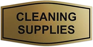 Signs ByLITA Fancy Cleaning Supplies Sign - Laser-Engraved Lettering | Durable ABS Plastic | Vibrant Colors | Powerful Foam Tape (Brushed Gold) - Small