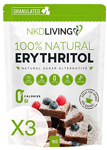 100% Natural Erythritol 3 Kg - Zero Calories Sugar Replacement - (3 x 1kg) 