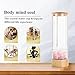 The7boX Crystal Water Bottle Rose Crystal Quartz Natural Gemstones Glass Water Cup,Natural Bamboo Lid Wellness Healing