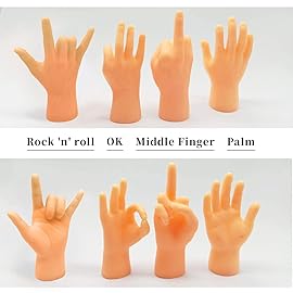 AQKILO Tiny Hands Mini Finger Puppets 8 Pieces, Left and Right Hand Set, Mixed Styles, Funny Party Favors and Novelty Toys for Kids and Adults