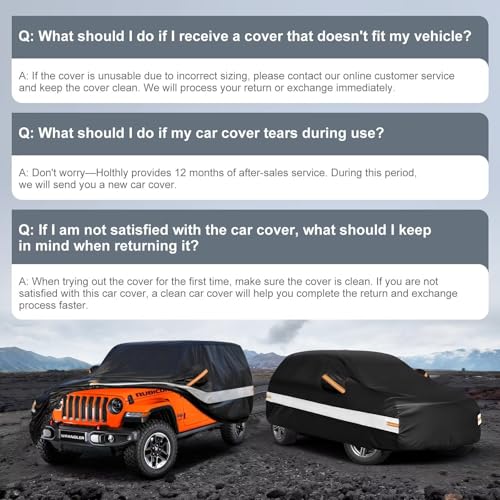 Image of 10 Layers Car Cover Custom Fit for Jeep Wrangler 4Door 4dr, Waterproof All Weather for Automobiles, Outdoor Full Cover Sun Dust Rain Protection with Cotton. Black
