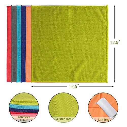 Zvonema Microfiber Cleaning Cloth, 60 Pack Reusable Cleaning Rag, Streak-Free Lint Free Cloths All-Purpose Microfiber Towels For Cars, House, Kitchen, Window(12.6 X 12.6 In) #TOP2
