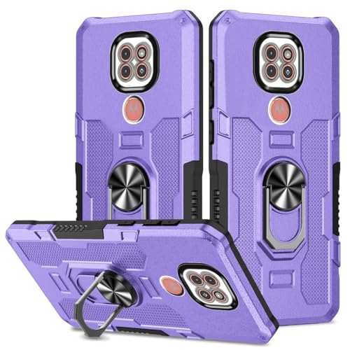 Pełna osłona zawiasu Kompatybilny z etui Motorola Moto G9 Play z obrotowym stojakiem z pierścieniem, wytrzymałą, odporną na wstrząsy osłoną zderzaka Twardy futerał chroniący przed upadkiem do Moto G9